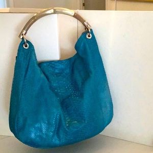Ralph Lauren made in Italy Turquoise python hand /shoulder bag removable strap